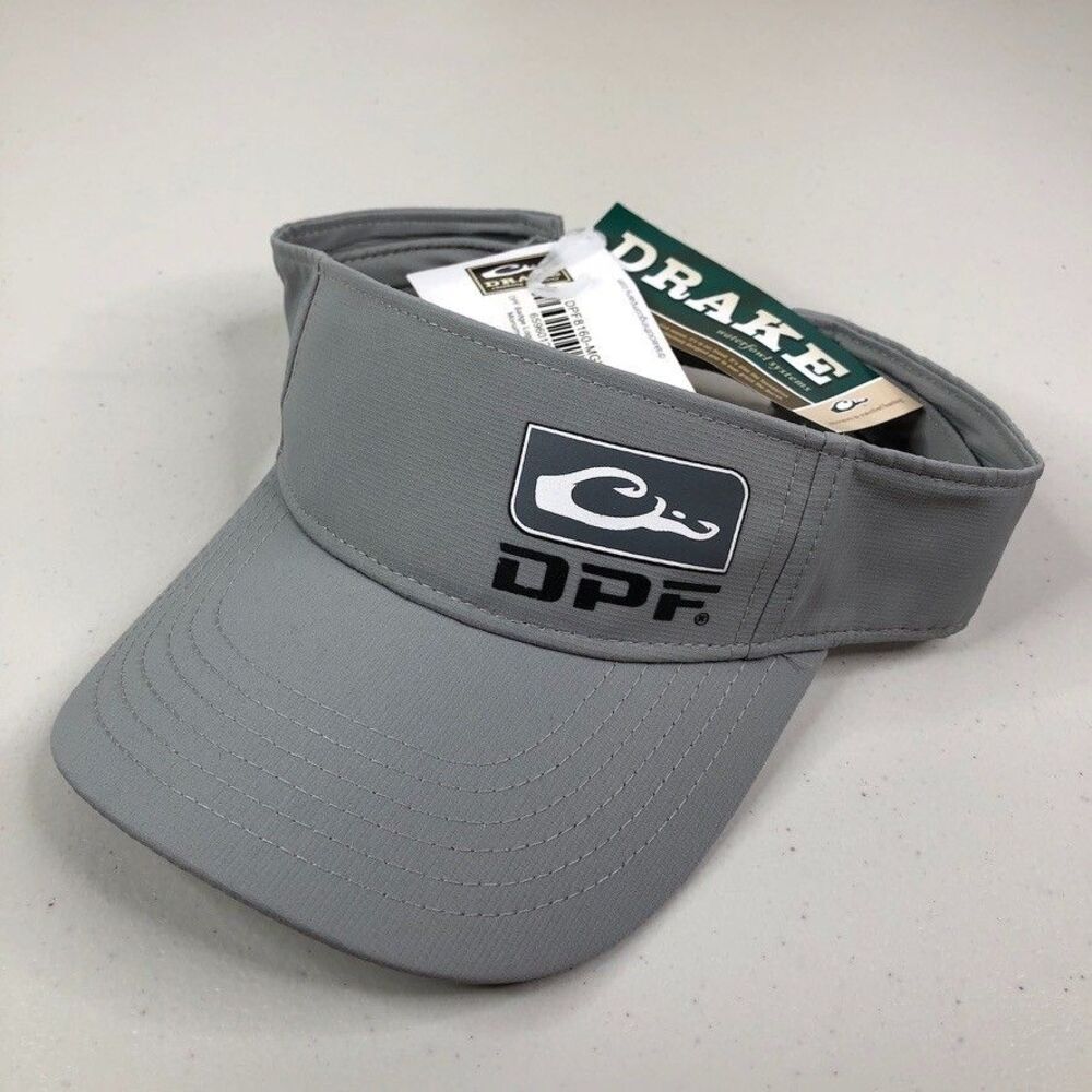 Drake Performance Fishing Visor Grey Ripstop DPF Badge Logo Hat Cap New NWT Mens